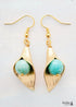 Boho Earrings, Dangle Earrings, Gold Flower Blue Amazonite